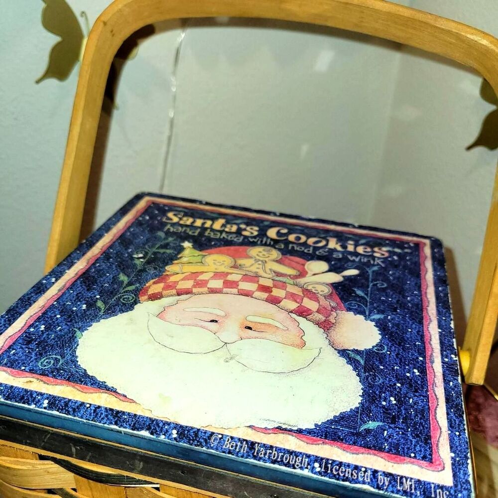 Vintage Santa's Cookies box with Santa Claus graphic. 1994 Vintage
